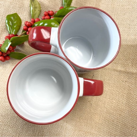2017 Spectrum Mugs "Let It Snow" Snowman Mugs - Red and White Set of 2 - Picture 5 of 8